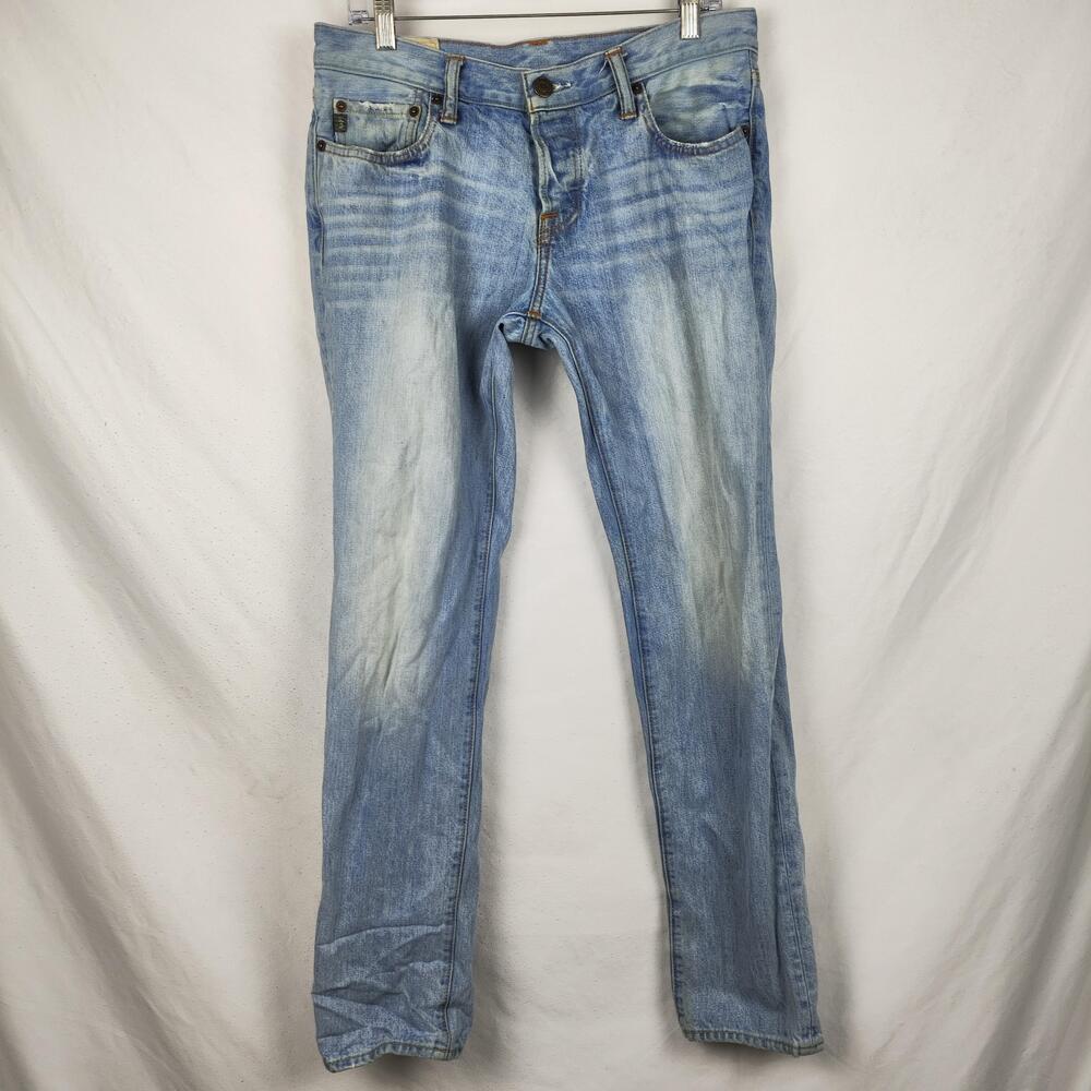 Abercrombie & Fitch Jeans Mens 32x31 Light Wash Blue Slim Straight Denim Pants